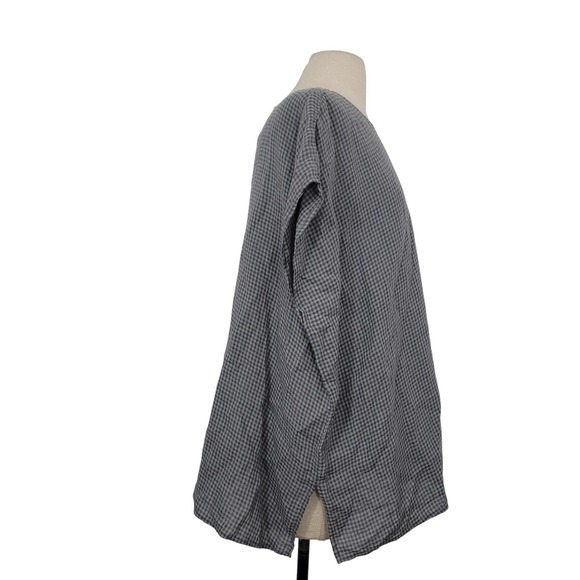 NWT Eileen Fisher Organic Linen Round Neck Boxy Top Sz 1X Moon Gray Oversized - Picture 2 of 8